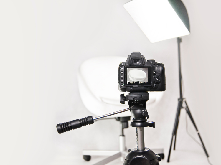 Camera in a well-lighted studio.
